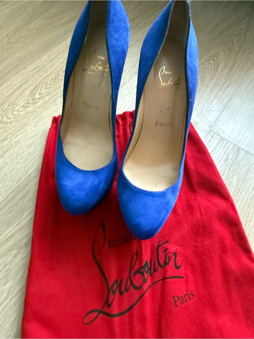 Christian Louboutin Royal Blue Suede Pointed-Toe Pumps